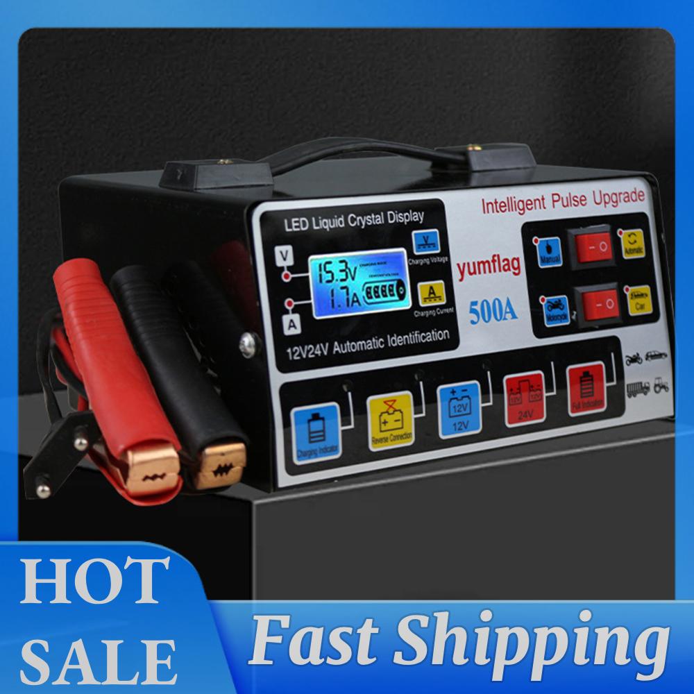 

500A Car Battery Charger 12V/24V Moto Battery Charger LCD Display Car and Motorcycle Battery Charging Unit for Car Motorcycle China Mainland