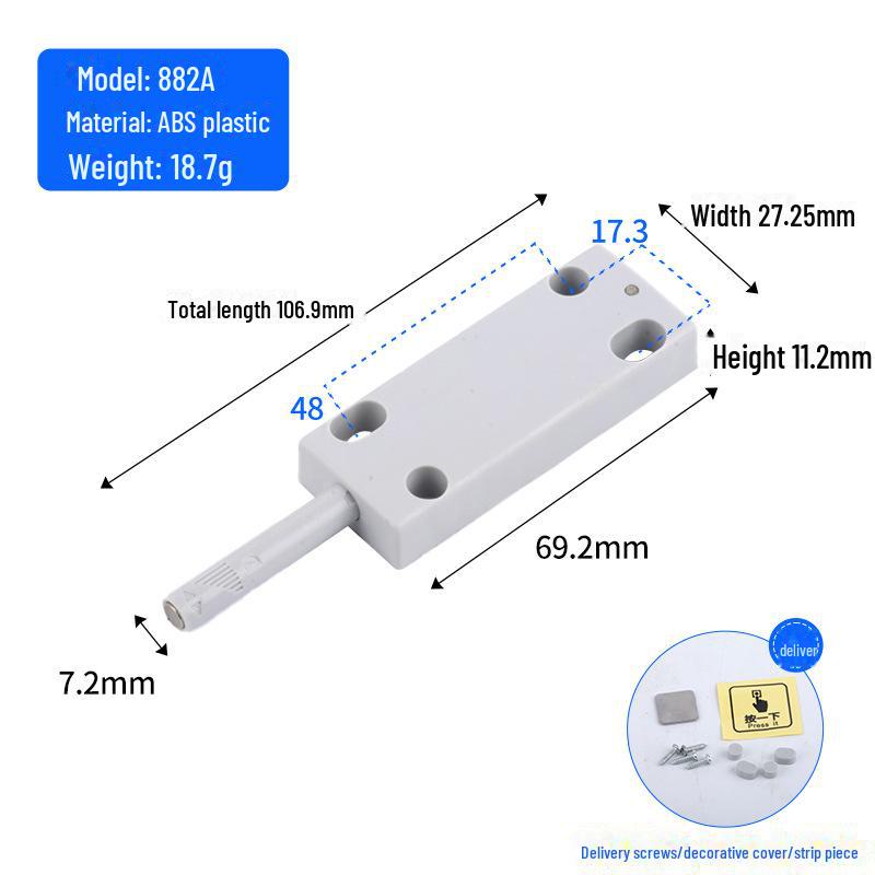 Push-to-Open Cabinet Door Rebounder: Handle-Free, Invisible Self-Bounce Accessory for Wardrobe and Cabinets