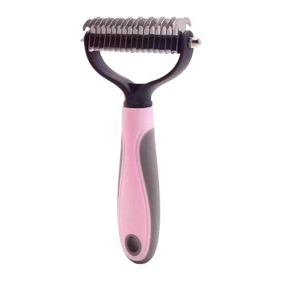Pet Dematting Comb Dog Deshedding Tool Undercoat Rake with Stainless Steel Blades Non-Slip Handle Grooming Comb for Dogs Cats
