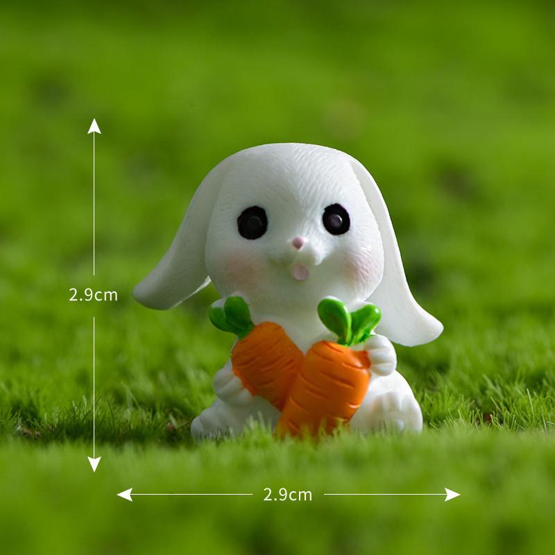 Resin Rabbit White Figurines Toy Model Desktop Car Decoration Accessories Gift