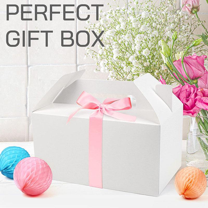 WTEMPO Party Decor Treat Boxes Foldable Paper Gift Boxes Deal for Gifting Delicate Items DIY Graffitable Boxes with Handle Universal Packaging Boxes