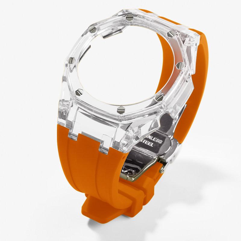 For Casioak G-Shock GA-2100 GM-2100 GMA-S2100 GA2100 Mod Kit Transparent PC Case Rubber Strap Watchband Replacement Accessories