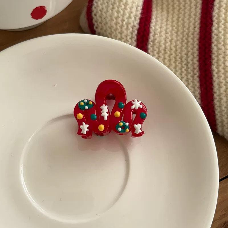 Painted Wavy Trumpet Hair Clips Bangs ClipsNew Year Fun Christmas StockingsHair Clips Hair Accessories