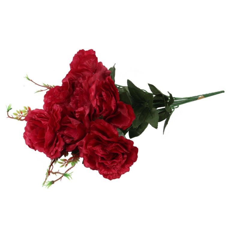 Bouquet of 7 ROSES Artificial Flower Burgundy 70 CM