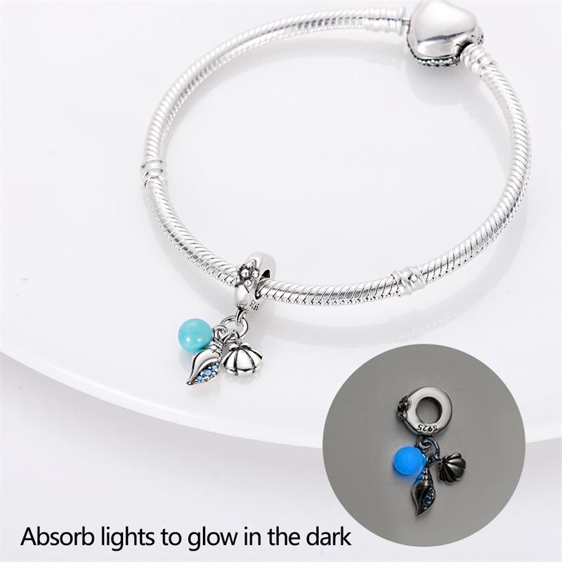 Copper Jellyfish Dolphin Turtle Starfish Shell Luminous Ocean Series Charms Beads Fit 3Mm Original Bracelets Diy Jewelry
