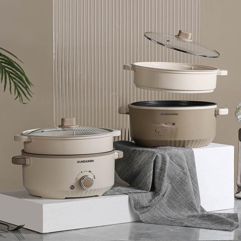 Multifunctional Electric Cooking Pot: Large Capacity Hot Pot, Non-Stick Frying Pan, Steamer - Ideal for Dormitories and Households