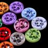 100Pcs 14mm Button Mixed Color Flower Resin 2 Holes Scrapbooking Mini Round