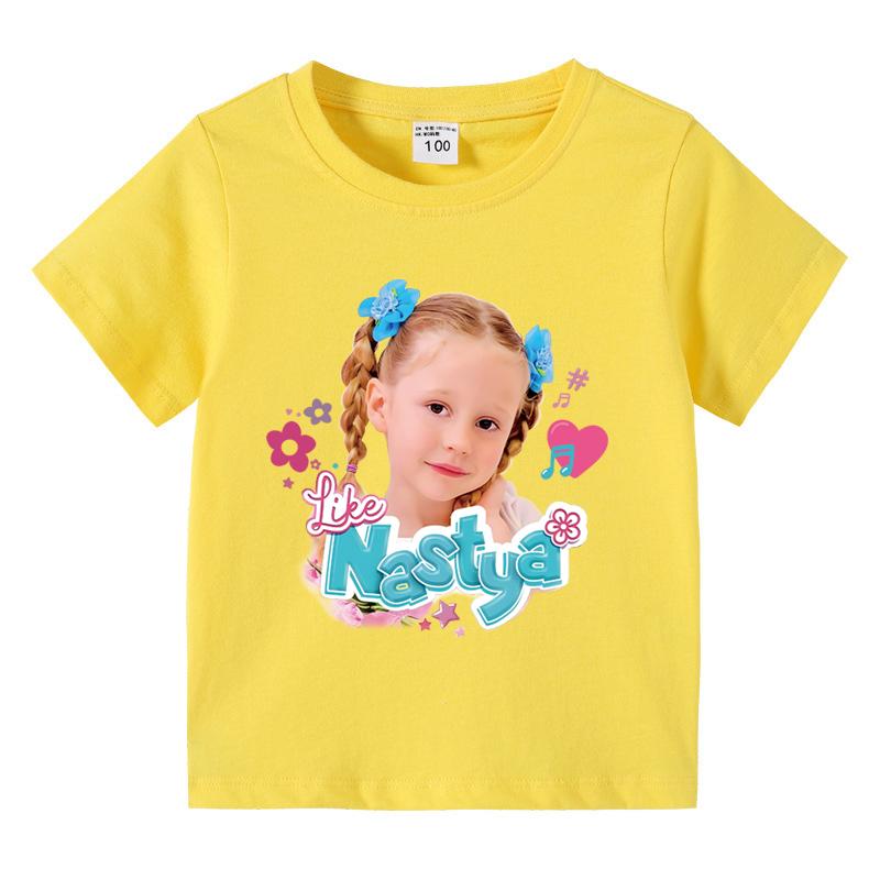 Children's Cute Nasteja Show Clothes Fun Cool Summer T-Shirt Children's Tops Girls' Clothing