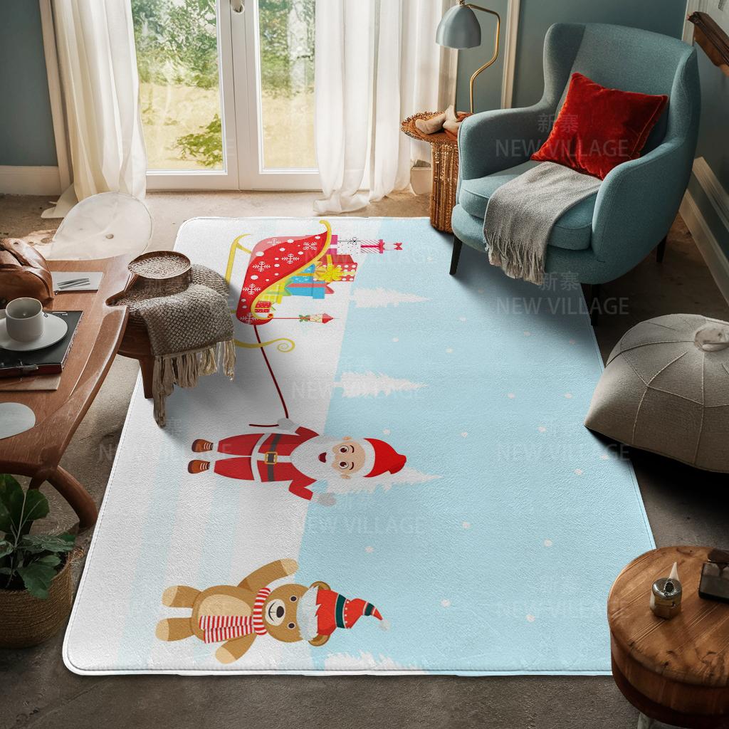 House Entrance Carpet Home Door Mat Living Room Bath Foot Bathroom Non-slip Water Absorption Rugs Bath Merry Christmas Winter