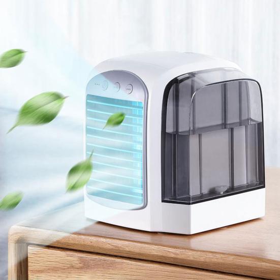 Cooling Fan Personal Air Conditioner with Water Tank 3 Speeds Strong Airflow Low Noise Desktop Air Cooler Fan Mist Maker