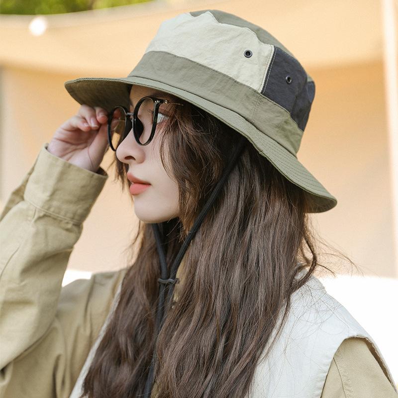 

Летняя быстросохнущая панама для женщин с широкими полями, дышащая, для походов, кемпинга, защиты от солнца, корейская лоскутная шляпа с козырьками зелёный