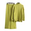 Knitted 2 Piece Set Women's Thick Warm Casual Pullover Sweaters+Wide Leg Pants Tracksuits Outfits Autumn Winter