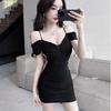 2026 Summer New Sexy V-neck Mesh Suspender Dress Temperament Thin Off-the-shoulder Tight Buttocks Short Skirt Women