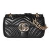 Gg Marmont Logo Metalic Curea de Umăr cu Lanț Piele de Miel Geantă Messenger Mică Femei Negru