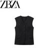 Jnleaog New Fall Women's Clothing Fashion French Style Design Fashion All-Match Casual Pure Color Pocket Decoration Vest