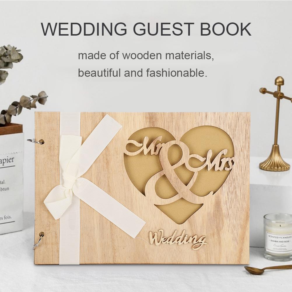 Wooden Wedding Guest Book Album Sign Notebook Wedding Anniversary Decoration SupplyType 2