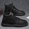 Men Boots SpringAutumn British Wind High Top Waterproof Casual Shoes Black Leather Platform MotorcycleBoots Zapatillas De Hombre