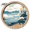 Nature Art Prints for Home Wall Nordic Wooden Sign, Round Botanical Landscape Hanging Decor Living Unique Housewarming Gifts Friends Room Bedroom,