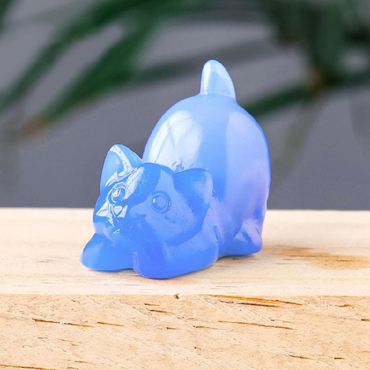 Kristall Katzen Statue Geschnitzter Stein Tier Miniatur Figur Ornament für Heimdekorationen Symbol für Schutz und Glück