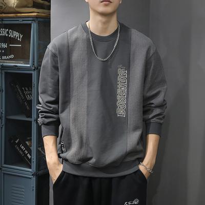 Autumn And Winter Trendy Brand Splicing Heavy Round Neck Sweater Men'S Loose Large Size American Retro Ruffian Handsome Casual Jacket Top Tide