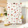Art Illustration C-Cherry Floral Bow Throw Lightweight 240g Flannel Blanket Soft Skin-friendly for Summer Cooling