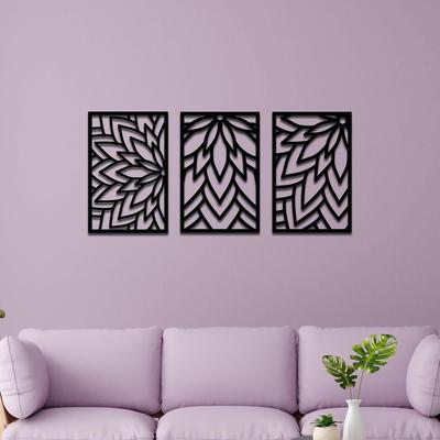 Vorlaminierte Kiefernholz Wandkunst mit Blumenmuster | Laserschnittpräzision | Für Heimdeko | Zum Verschenken (3er Set)