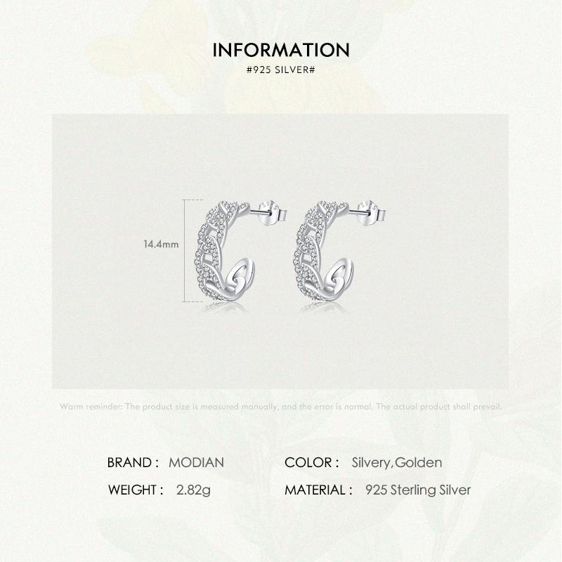 MODIAN 925 Sterling Silver Platinum Plated Stud Earrings Luxury Clear Cubic Zirconia Hypoallergenic For Women Wedding Jewelry