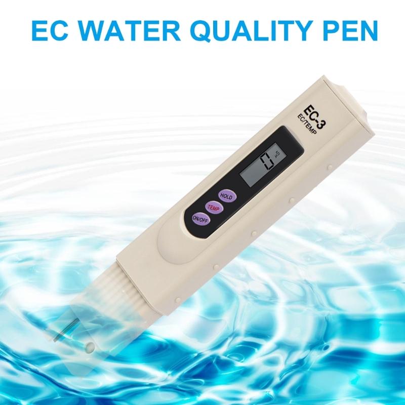 Handheld Electrical Conductivity Tester Digital Meter 1-9990µS Digital Display Testing Pen and Temperature Meter