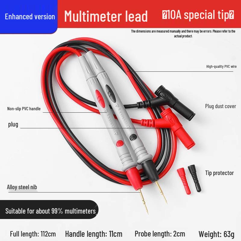 Multimeter Messleitung - Extra scharfe Stahlnadelspitze & Silikonkabel