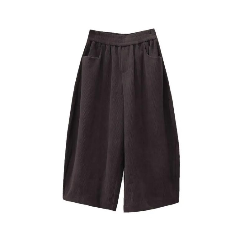 Vintage Solide Elastische Taille Haremshose Damenmode Schlichtheit Tasche Locker Hohe Taille Hose Lässige Pumphose Damenhose