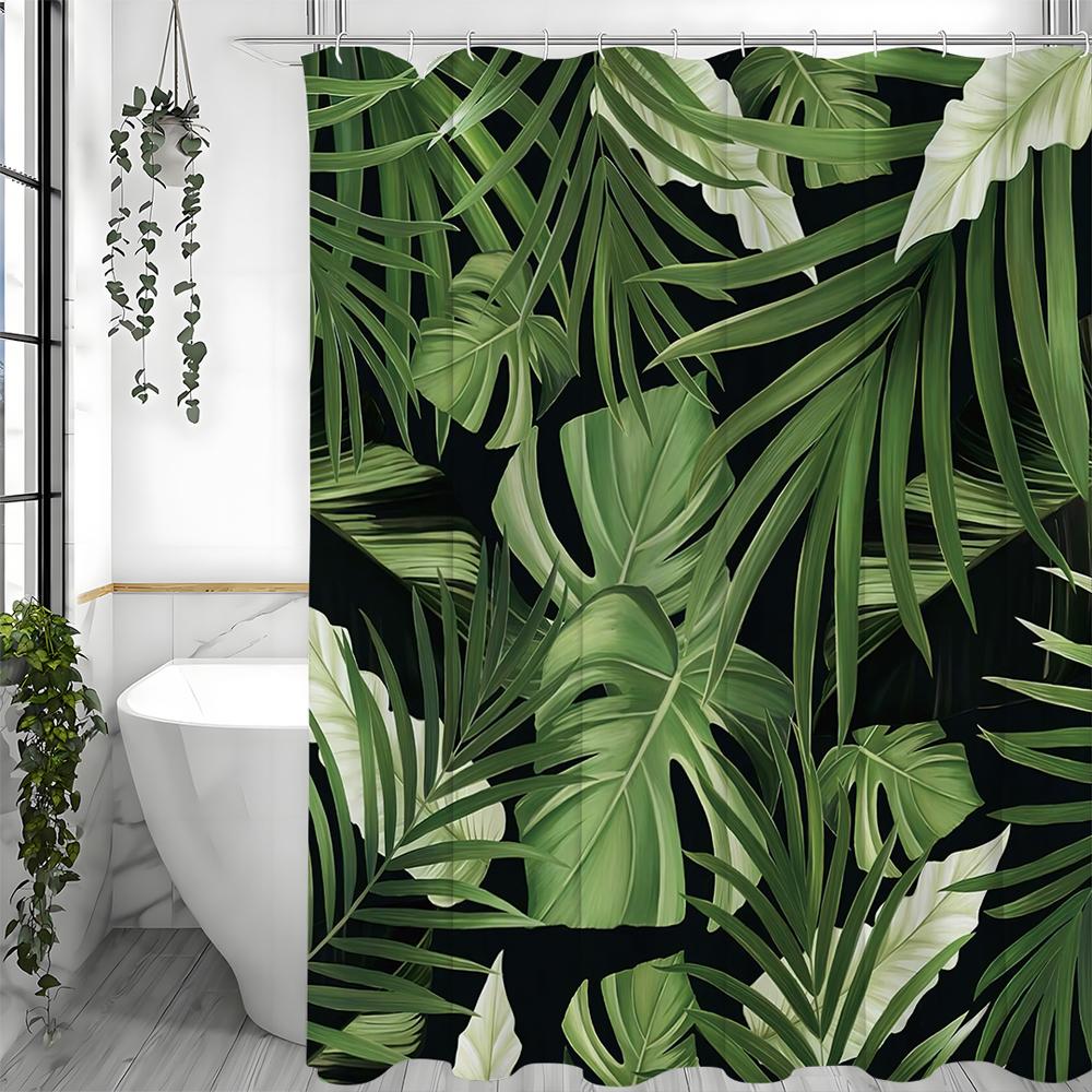 

Тропический Лист Растения Занавеска для Душа, Декоративная Занавеска для Душа для Ванной, Водонепроницаемая Занавеска для Душа с Крючками 90*180cm