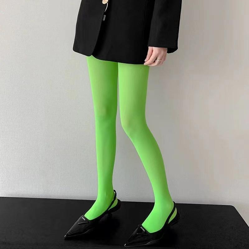 Female Tights Candy Color Velvet 100D High Elasticity Pantyhose Spring Autumn Plus Size Seamless Stockings Long Scoks Women Girl
