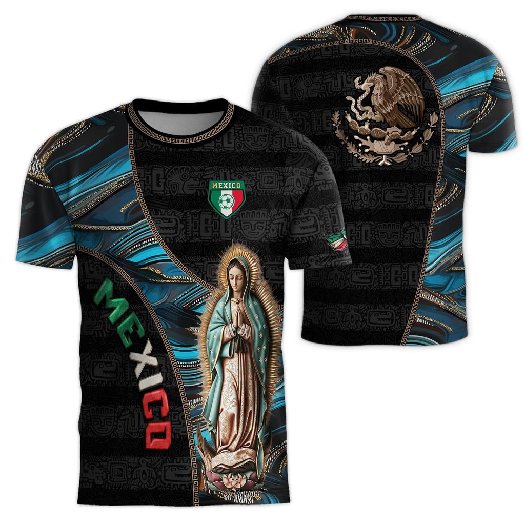 Men's Casual Short Sleeve T-Shirt Mexico Letter Print Crew Neck Lightweight Soft Fabric Comfortable Fit