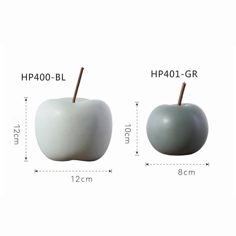 2-piece Ceramic Apple Figurine Home Decor Fruit Centerpiece Colorful Apple Pomme Ornaments Sweet Gift for Wedding