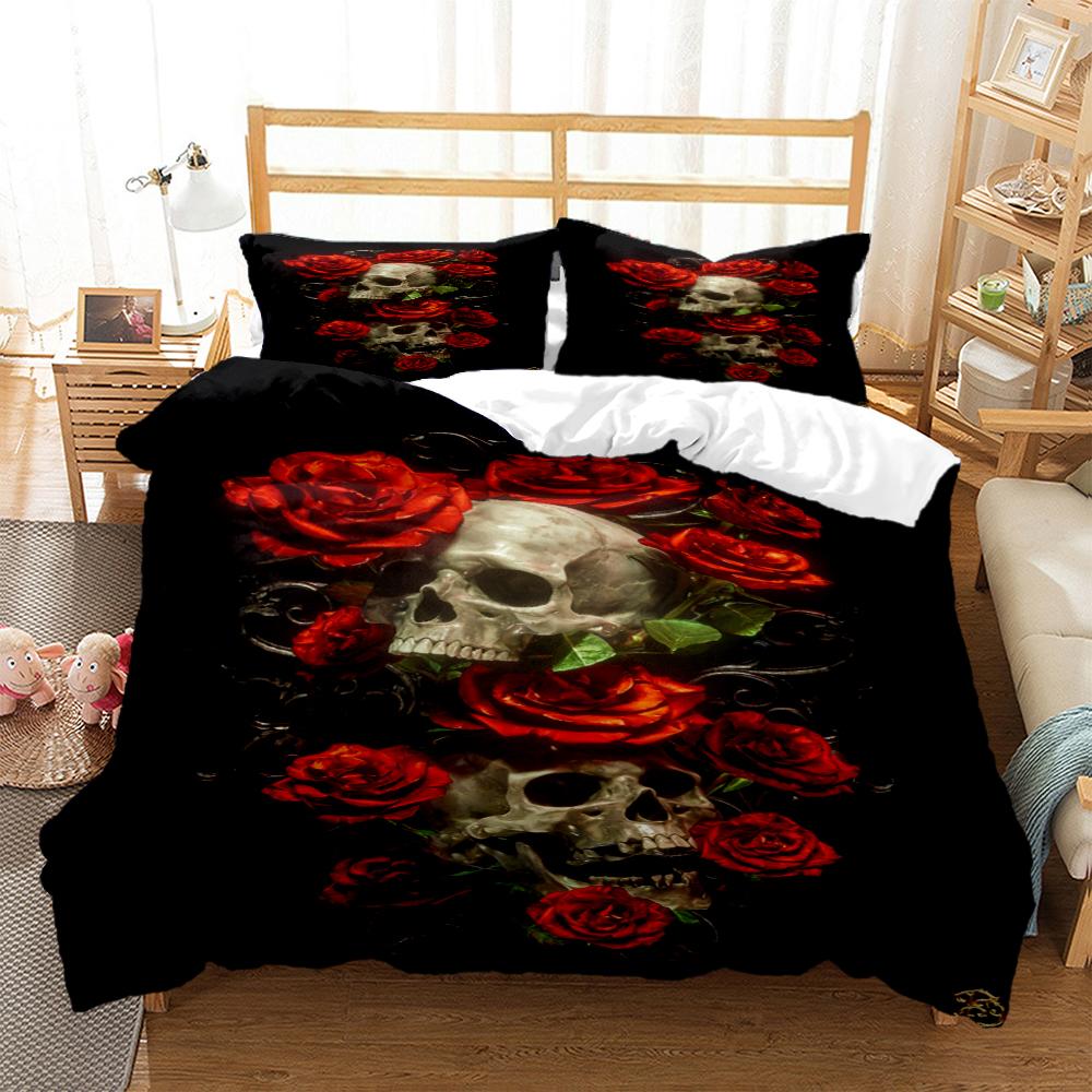 Mysterious Colored Skeleton Digital Print Polyester Bedding Sets Child Kids Covers Boys Bed Linen Set For Teens Quilt cover Set