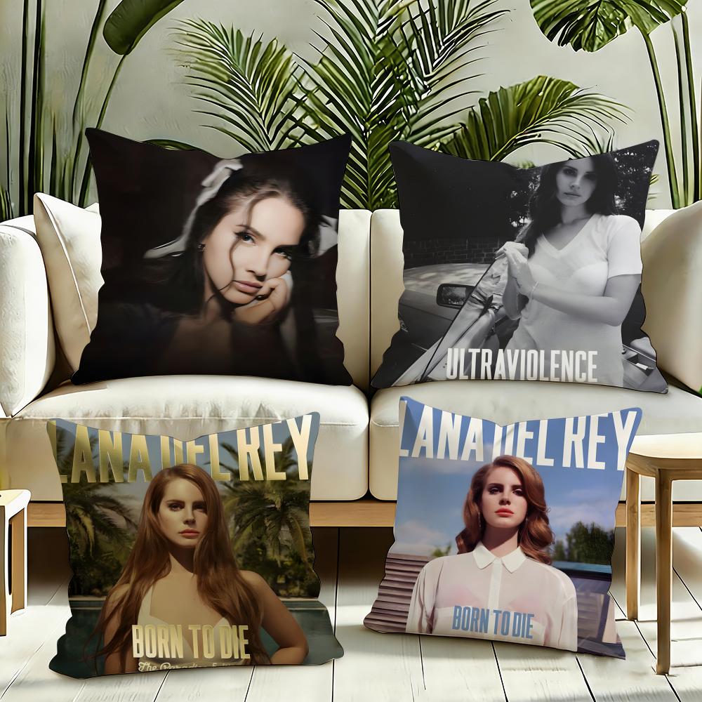 Lana Del Rey Hot Music Album Cushion Cover Reversible Plush Pillow Cover Soft Fluffy Home Decor for Sofa Bedroom