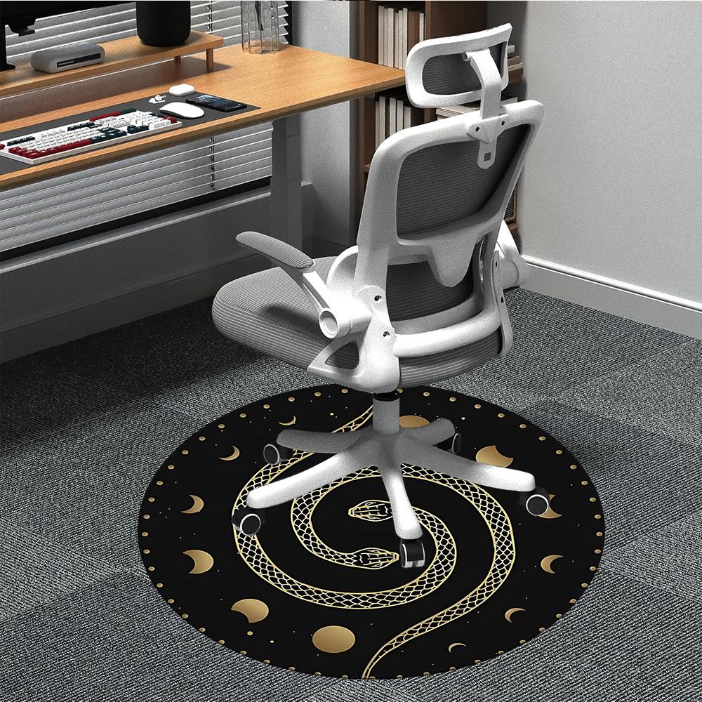 1pc Serpent Moon Phases Office Round Area Rug, Indoor Mat Suitable For Office, Under Office Chairs Bedroom Living Room Home Decor, Room Deco 172