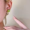 1 Pair Stud Earrings Green Fruit Design High Gloss Glaze Non-Fading Ear Studs Lightweight Girl Earrings Fruit Jewelry