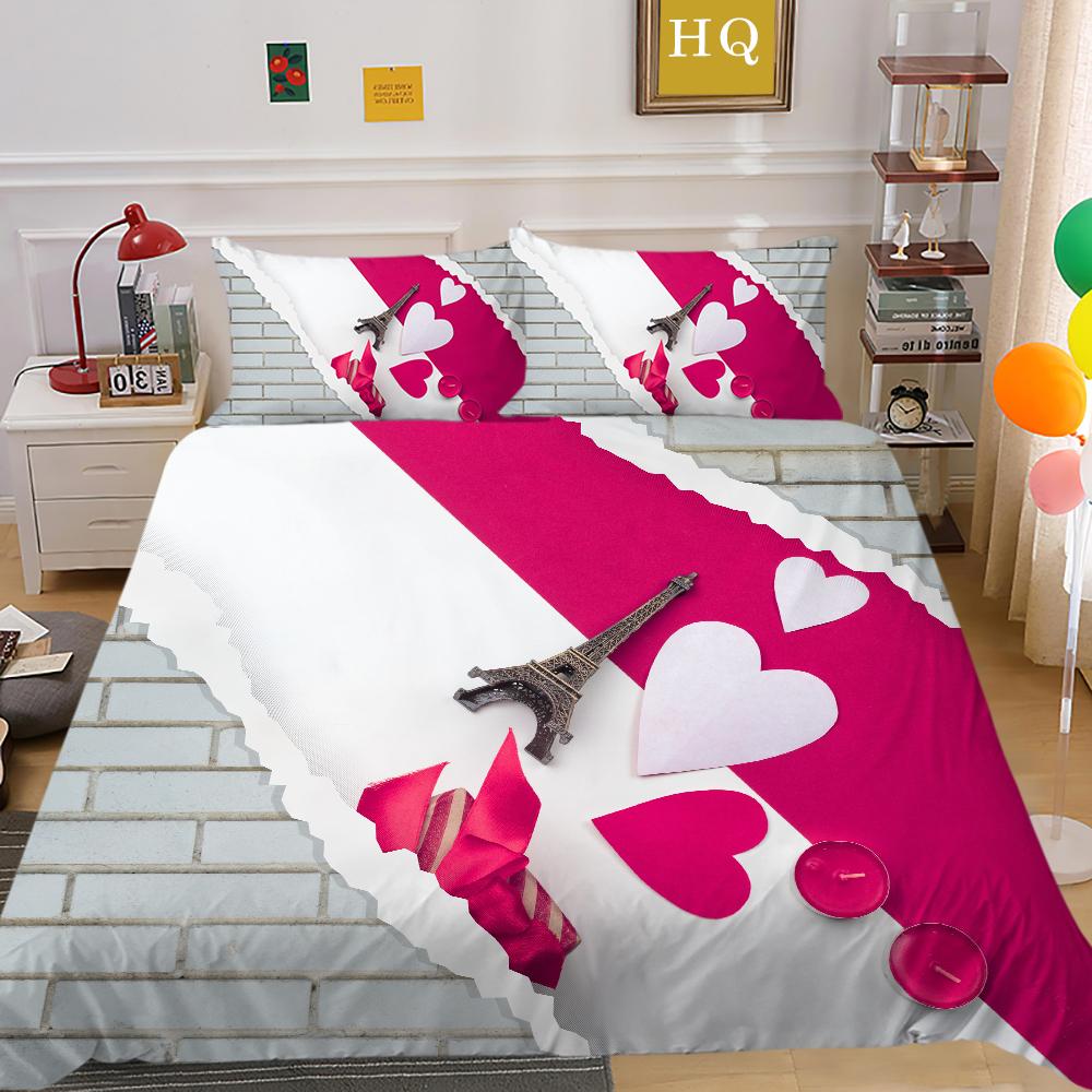 3D Valentine's Day Bedding Set King Queen Bed Duvet Cover Pillowcase 2/3pcs Newlywed Couple Duvet Cover Soft and Quick Drying Home Textile