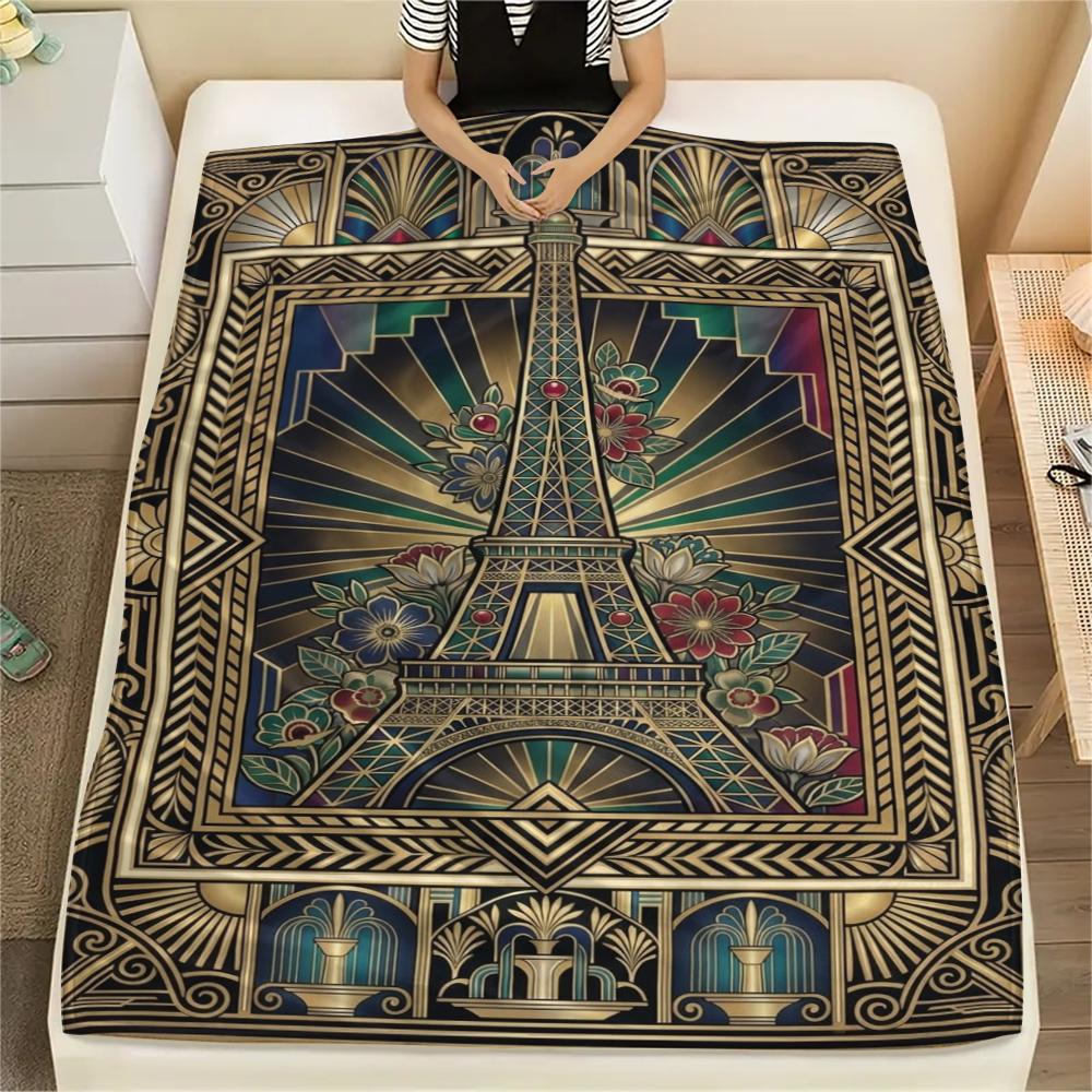 

Paris Eiffel Tower Print Flannel Blanket, High quality Comfortable for All Seasons, Home Decor, Warmth and Comfort, Perfect for Christmas Gifts97 80cm x 120cm