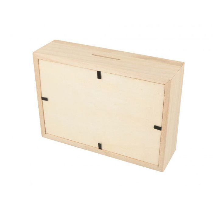 Tirelire - ARTEMIO - Voyage En Bois À Décorer - 17x12x5 Cm - Rectangulaire - Marron