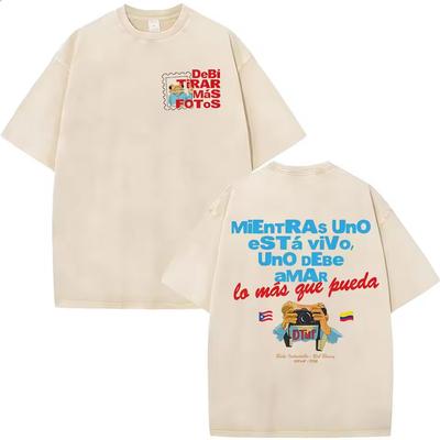 Rapper Bad Bunny Camisetas Vintage Debi Tirar Mas Fotos DTMF Camisetas Roupas Masculinas Moda Camiseta de Alta Qualidade Casais