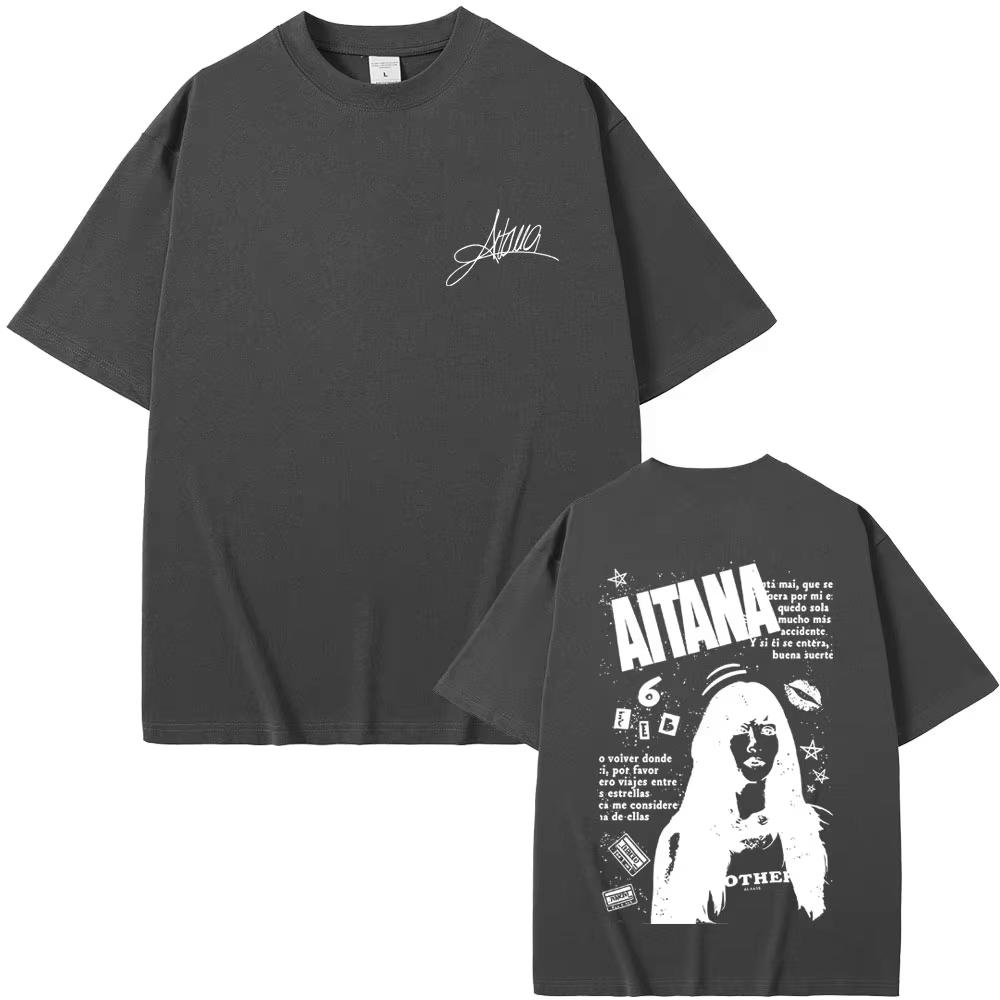 Singer Aitanas Portrait Tshirt Fan Gift CUARTO AZUL World Tour Merchandise Tshirt All Seasons Couple Streetwear Tops