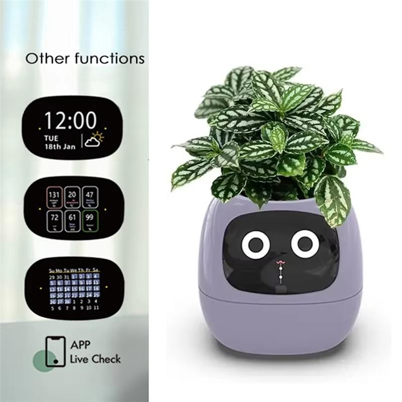 AD23-AI Husdjursblomkruka Planteringsrobot 7 Smarta Sensorer Smart Planterare Planteringstid Temperaturvisning Blomkrukor