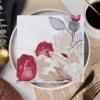 Bud Flower Disposable Printed Paper Napkins - Party Handkerchiefs Made from Wood Pulp