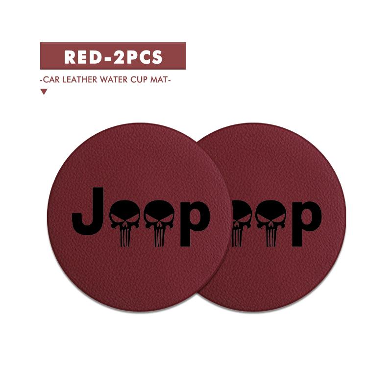 2PCS Car Coaster Suede Water Cup Mat Waterproof Pad Cup Holder Accessories For Jeep Cherokee Patriot Liberty Wrangler JK JL AMO1