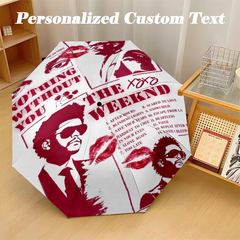 Portable Auto Folding Umbrella,The Weeknd 8 Rib Waterproof Umbrella For Camping Commute