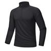 KEFITEVD Winter Long Jogging High Size 2XL Men's Half-Zip T-Shirt, Sleeve, Fleece-Lined, Thick, Wear, Neck, Undershirt, Casual, Sports, Soccer, Black,
