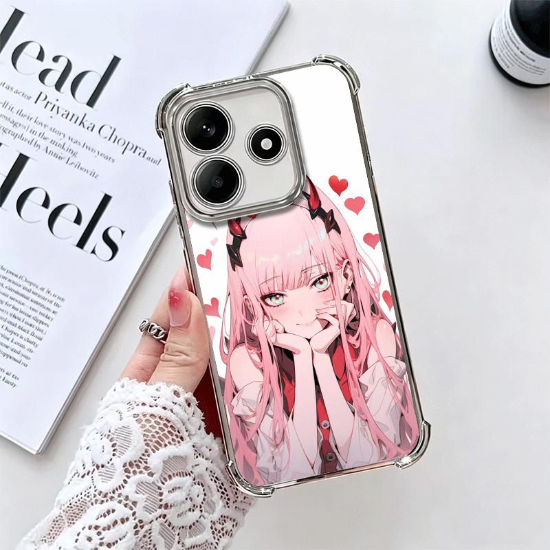 

Zero Two 02 Kawaii Cute Plating Phone Case For Xiaomi Redmi Note 14 15 Pro Plus 13 12 11 11S 11T 10 9S 9 5G Anti-Fall Airabag Co Redmi Note 15 4G