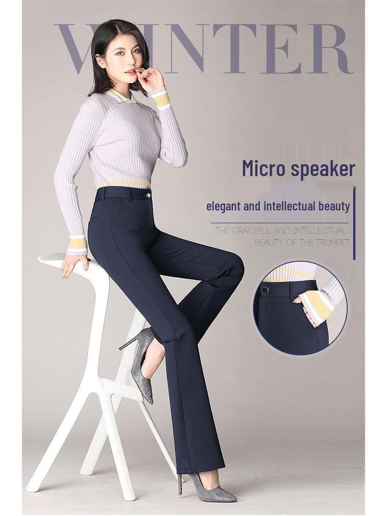 Women's Plus Size High Waist Micro-Flared Work Pants